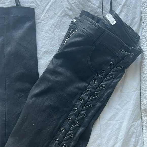 A.L.C. ‘Dent’ Black Lace-Up Leather Pants Size 2 - Picture 14 of 14